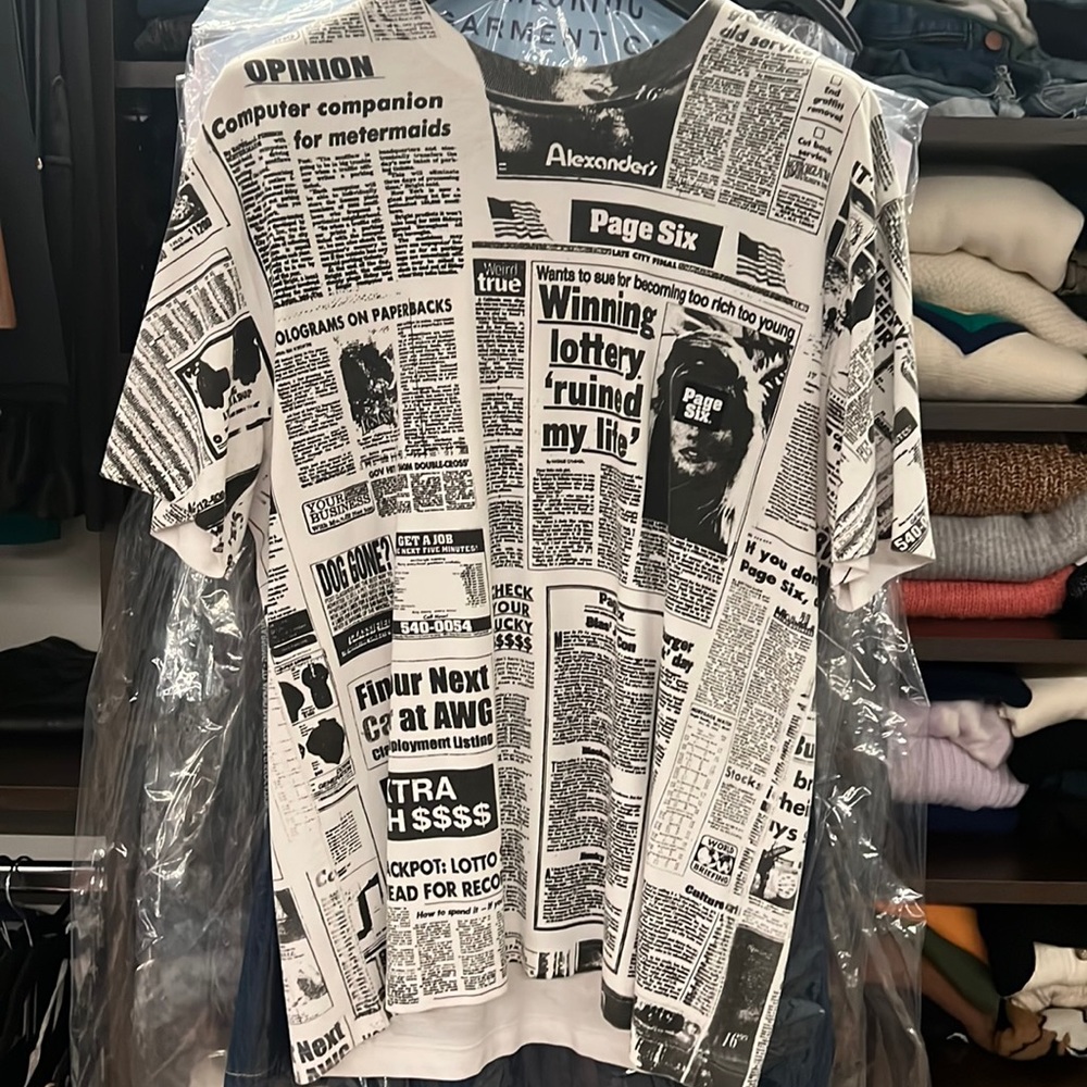 Alexander Wang newspaper print tshirt